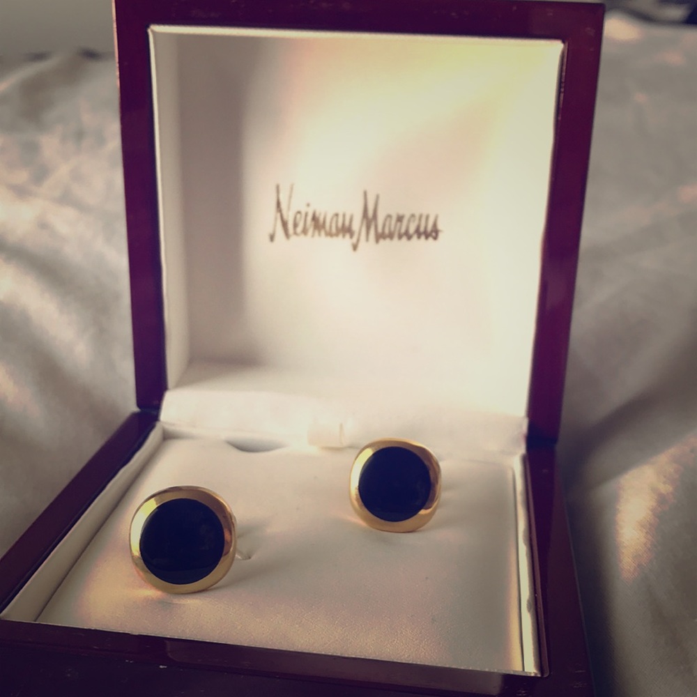 Dun Hill Onyx gold cuff links from Neiman Marcus